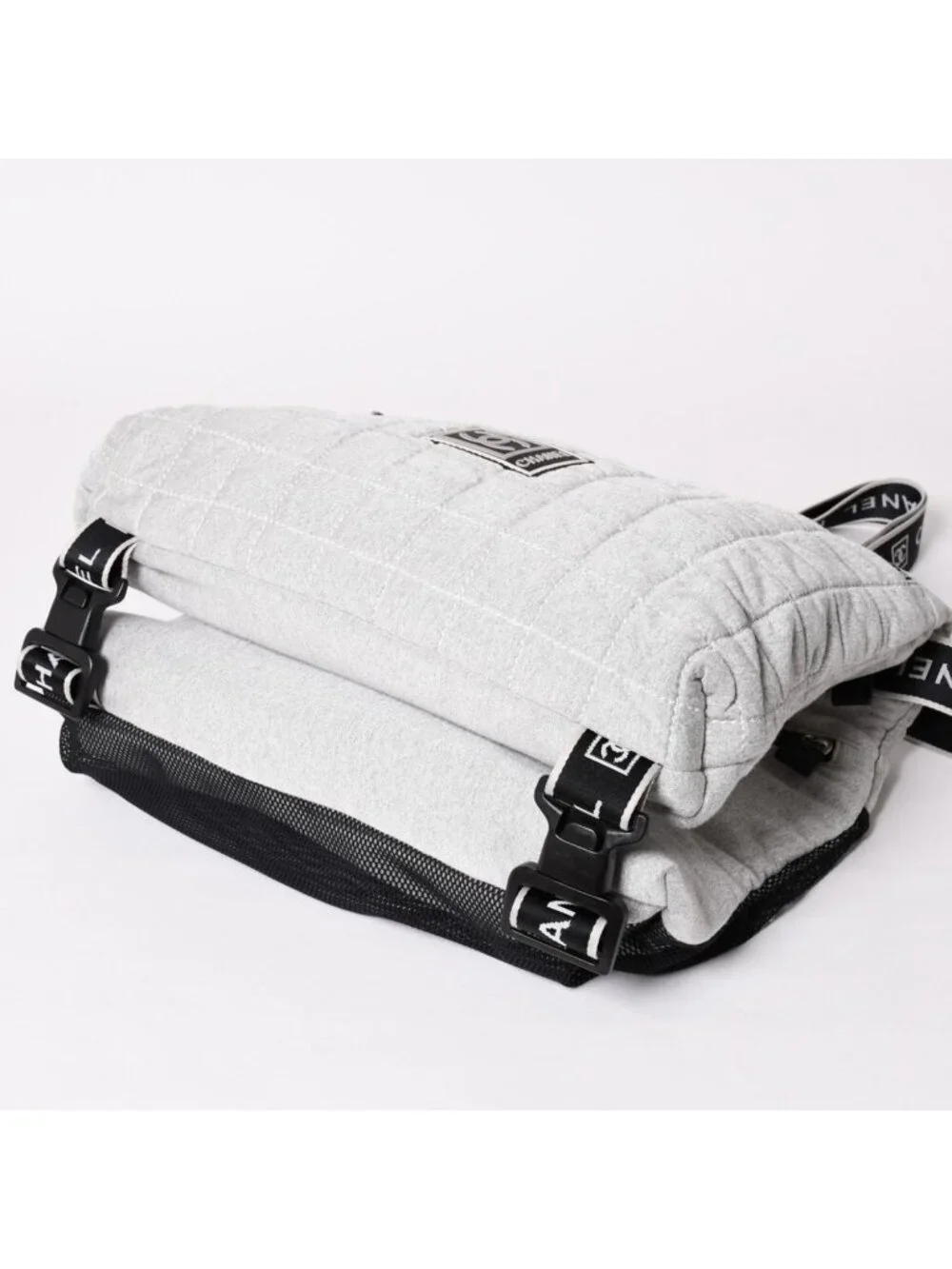 Chanel Sports Line Shoulder Bag CC Logo Choco Bar Gray Silver